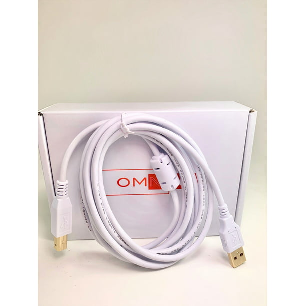 OMNIHIL White 8 Feet Long High Speed USB 2.0 Cable Compatible with Brother MFC-L2720DW 